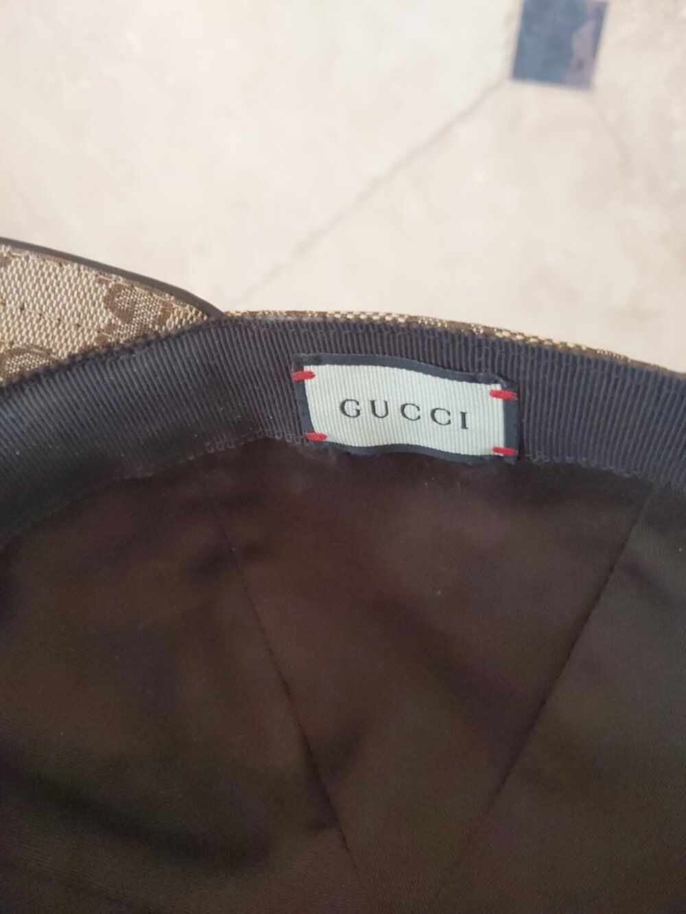 Gucci GG Logo Baseball Cap Beige Brown Striped Green Red Women - Picture 5 of 6